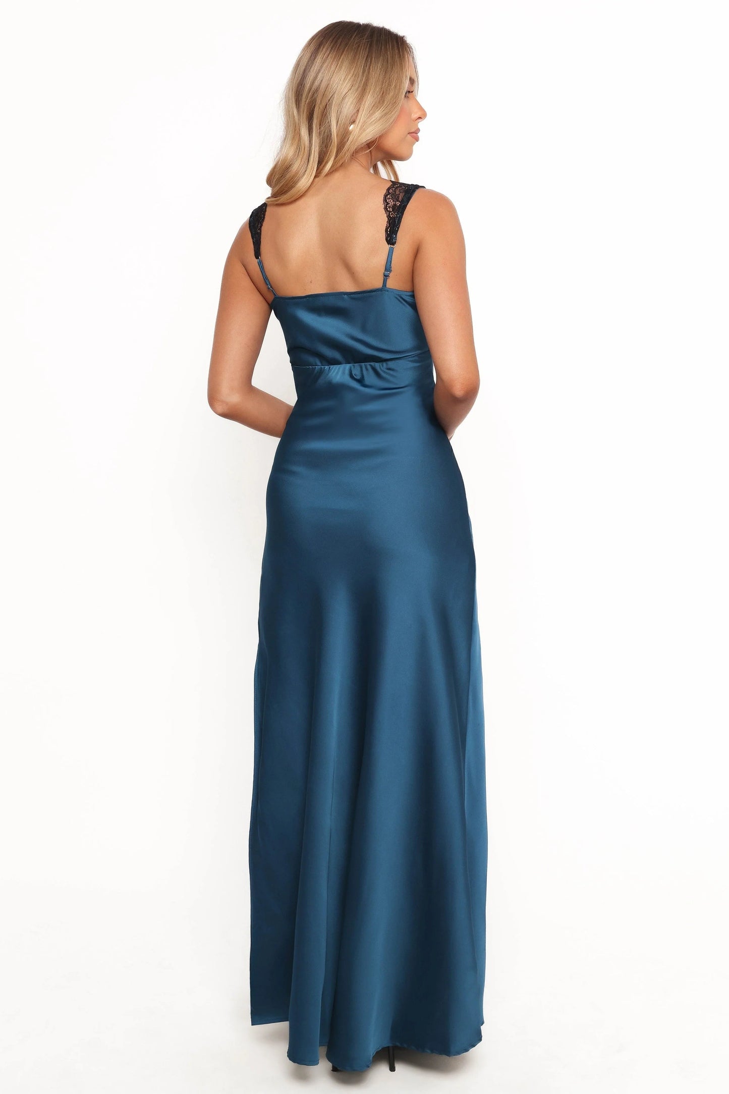 Cammy Satin Lace-Overlay Slip Maxi Dress