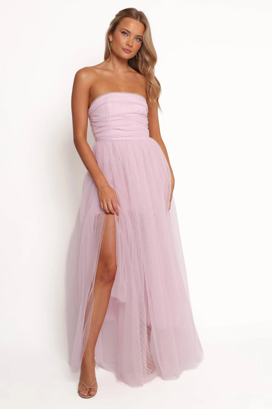 Anabella Tulle-Mesh Strapless Maxi Dress